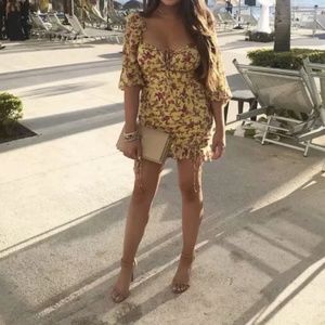 floral print dress women sexy lace up